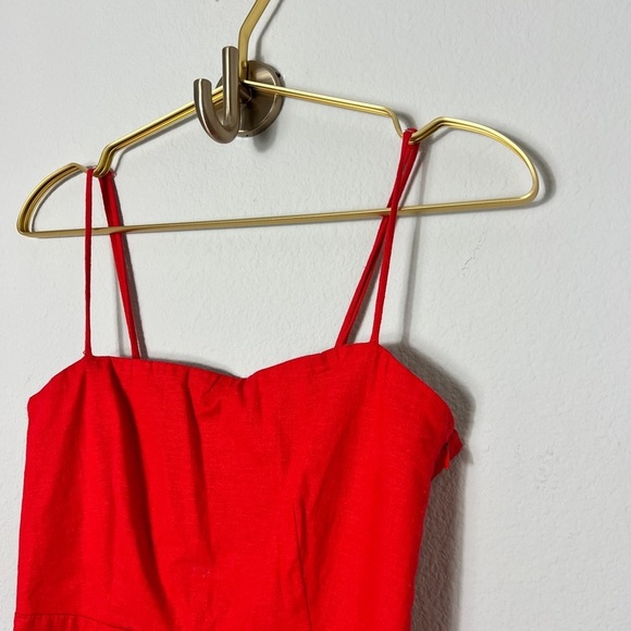 ⭐️ SLASH SUMMER SALE! ⭐️ EUC ASTR The Label Crop Jumpsuit Red Linen Size XS - Picture 7 of 13